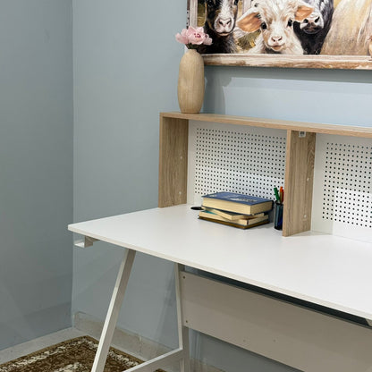 Elegant Study Desk with Decorative Panel