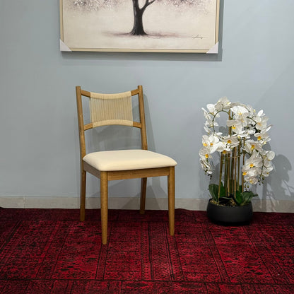 JUNE ROPE- كرسي طعام خشبي حديث مع مقعد مبطن