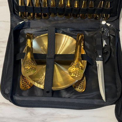 Luxury Gold Stainless Steel Cutlery Set with Portable Storage Case