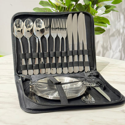 Luxury Gold Stainless Steel Cutlery Set with Portable Storage Case