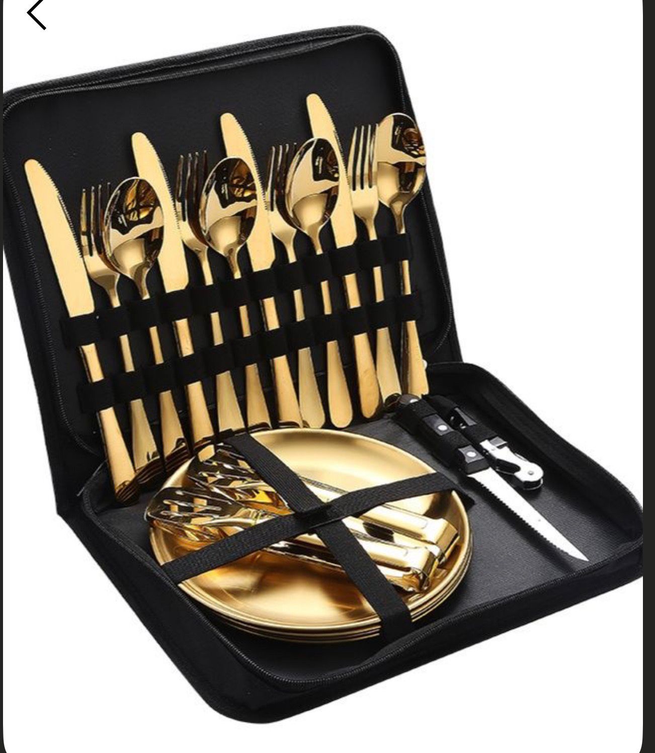 Luxury Gold Stainless Steel Cutlery Set with Portable Storage Case