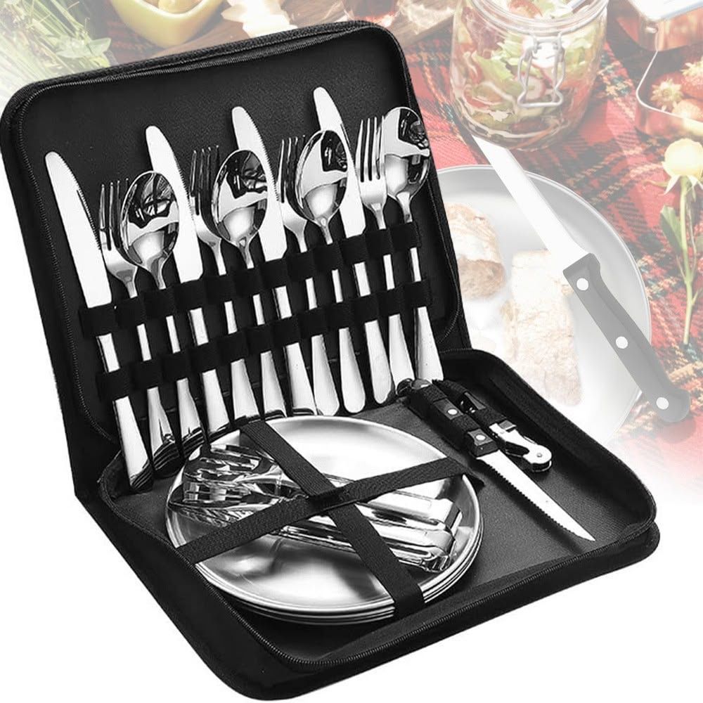 Luxury Gold Stainless Steel Cutlery Set with Portable Storage Case