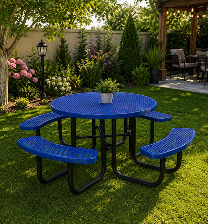 Modern Outdoor Picnic Table With Integrated Bench Seats - Round