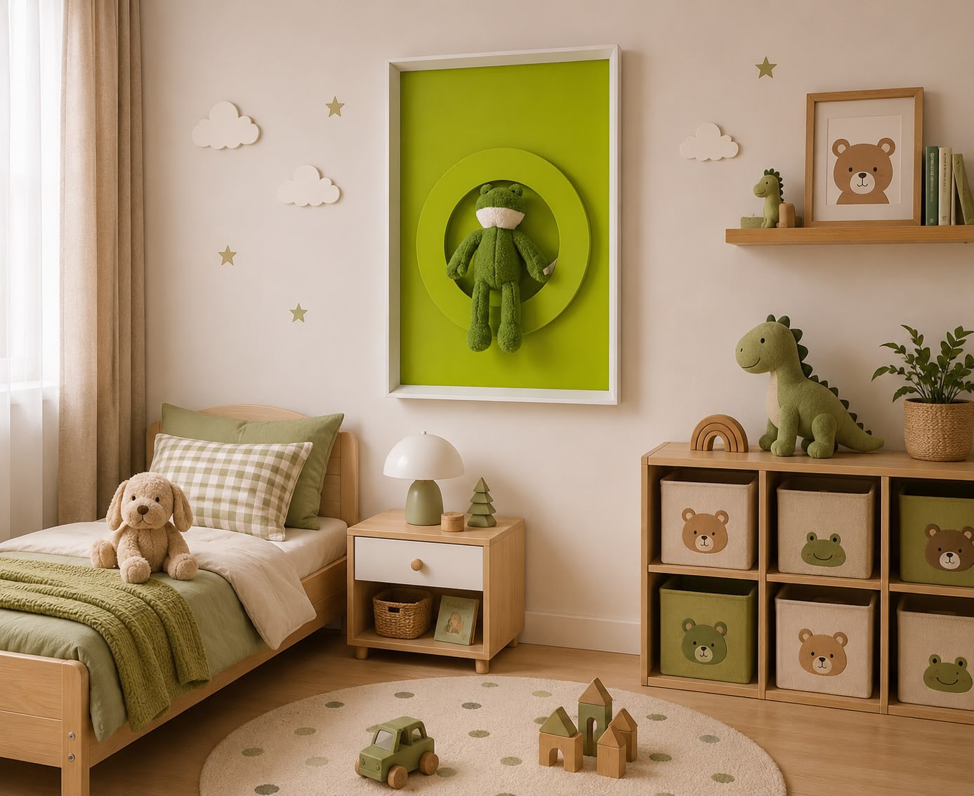 Modern Kids' Wall Art with Removable Plush Toy Holder
