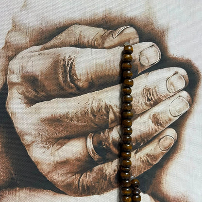 لوحة فنية جدارية إسلامية حديثة مع مسبحة الصلاة