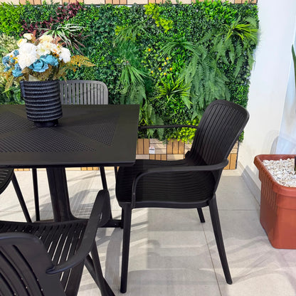 Modern Outdoor Dining Table & Chair Set - Black