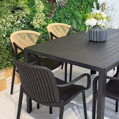 Modern Luxury Outdoor Dining Table & Chair Set - Black