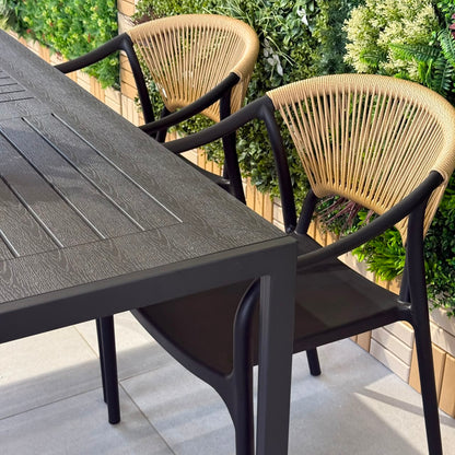 Modern Luxury Outdoor Dining Table & Chair Set - Black