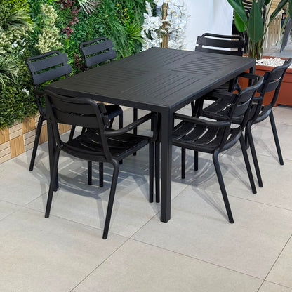 Modern Luxury Outdoor Dining Table & Chair Set - Black