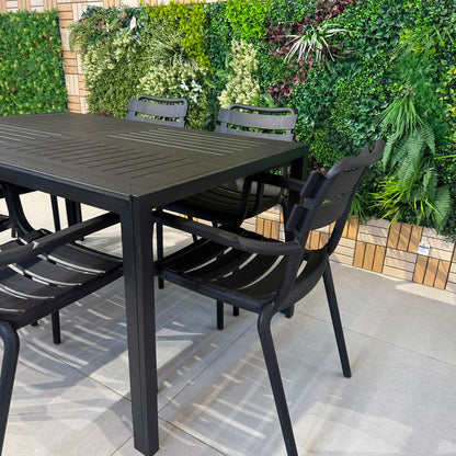 Modern Luxury Outdoor Dining Table & Chair Set - Black
