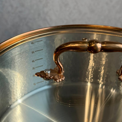 Royal Hammered Copper-Finish Cookware Set with Glass Lids - 5PCS