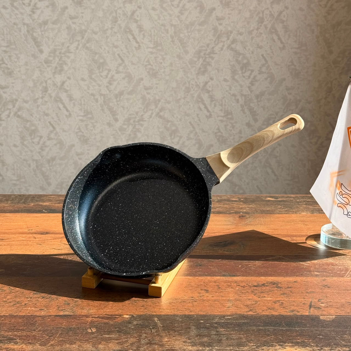 Non-Stick Granite Frying Pan with Wooden Handle