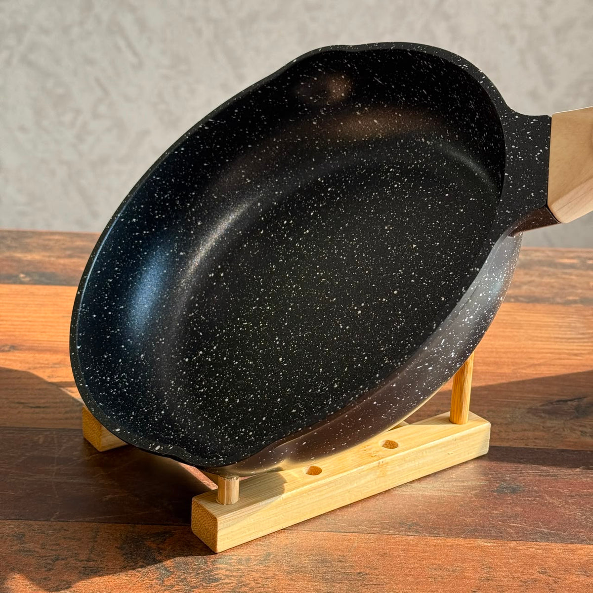 Non-Stick Granite Frying Pan with Wooden Handle