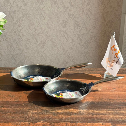 2-Sized Stainless Steel Honeycomb Non-Stick Frying Pan Set