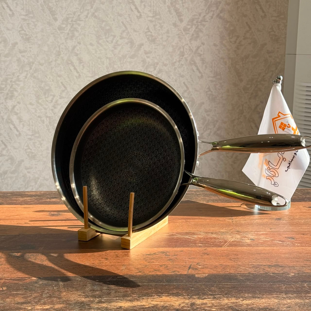 2-Sized Stainless Steel Honeycomb Non-Stick Frying Pan Set