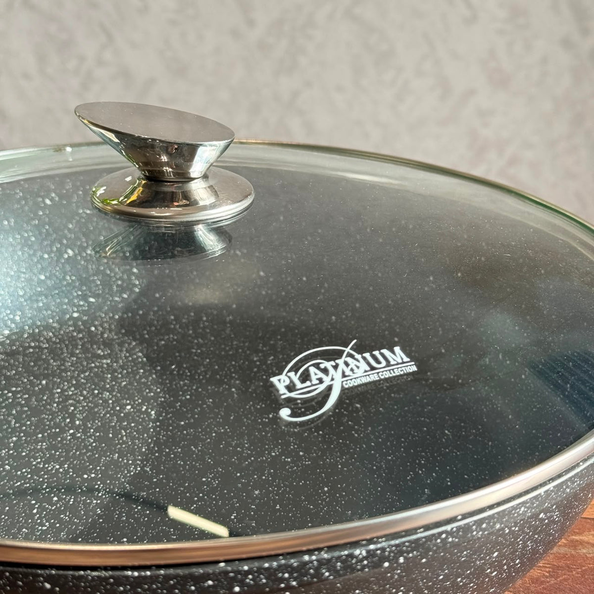 2-Sized Granite Non-Stick Cooking Pot with Glass Lid Induction Base