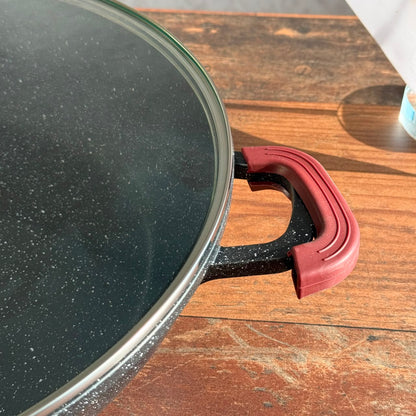 2-Sized Granite Non-Stick Cooking Pot with Glass Lid Induction Base