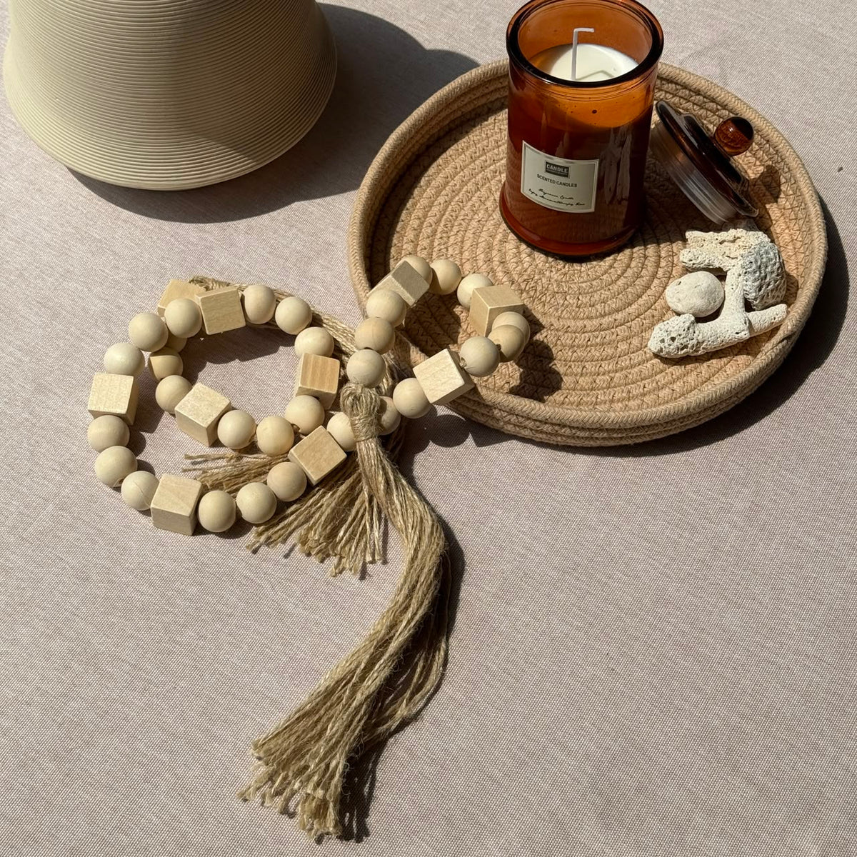 Handcrafted Natural Wood Bead Garland Collection