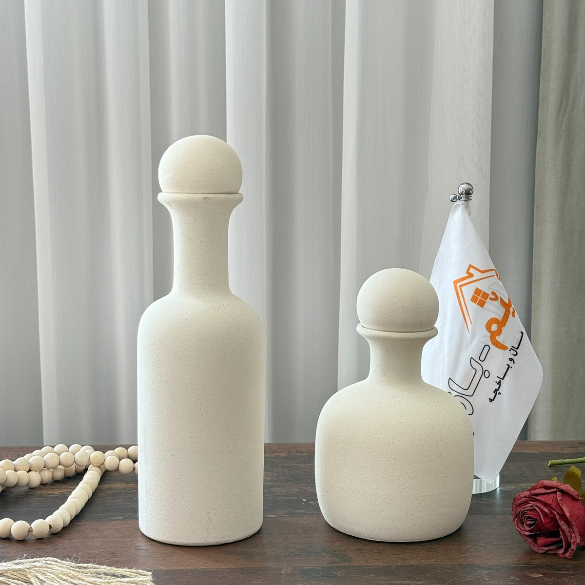 Minimalist Spherical Stopper Ceramic Bottle Vases
