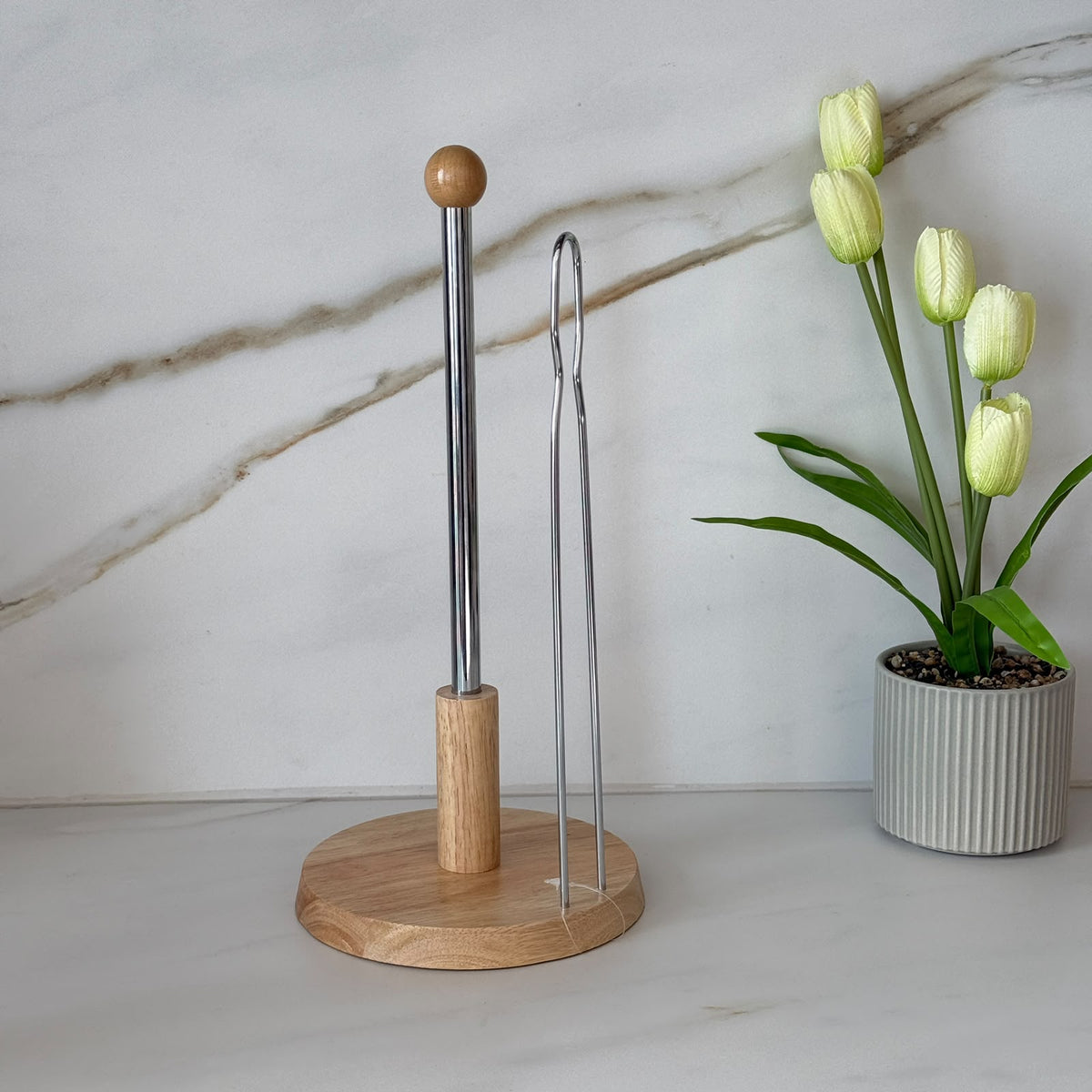 Modern Countertop Table Napkin Holder with Wood Accents