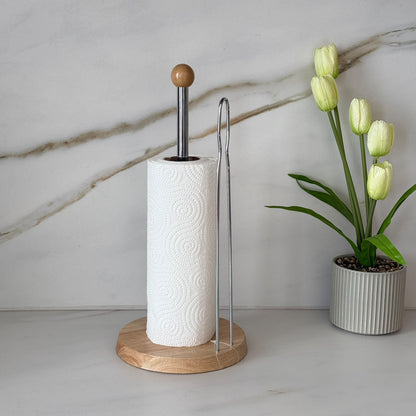 Modern Countertop Table Napkin Holder with Wood Accents