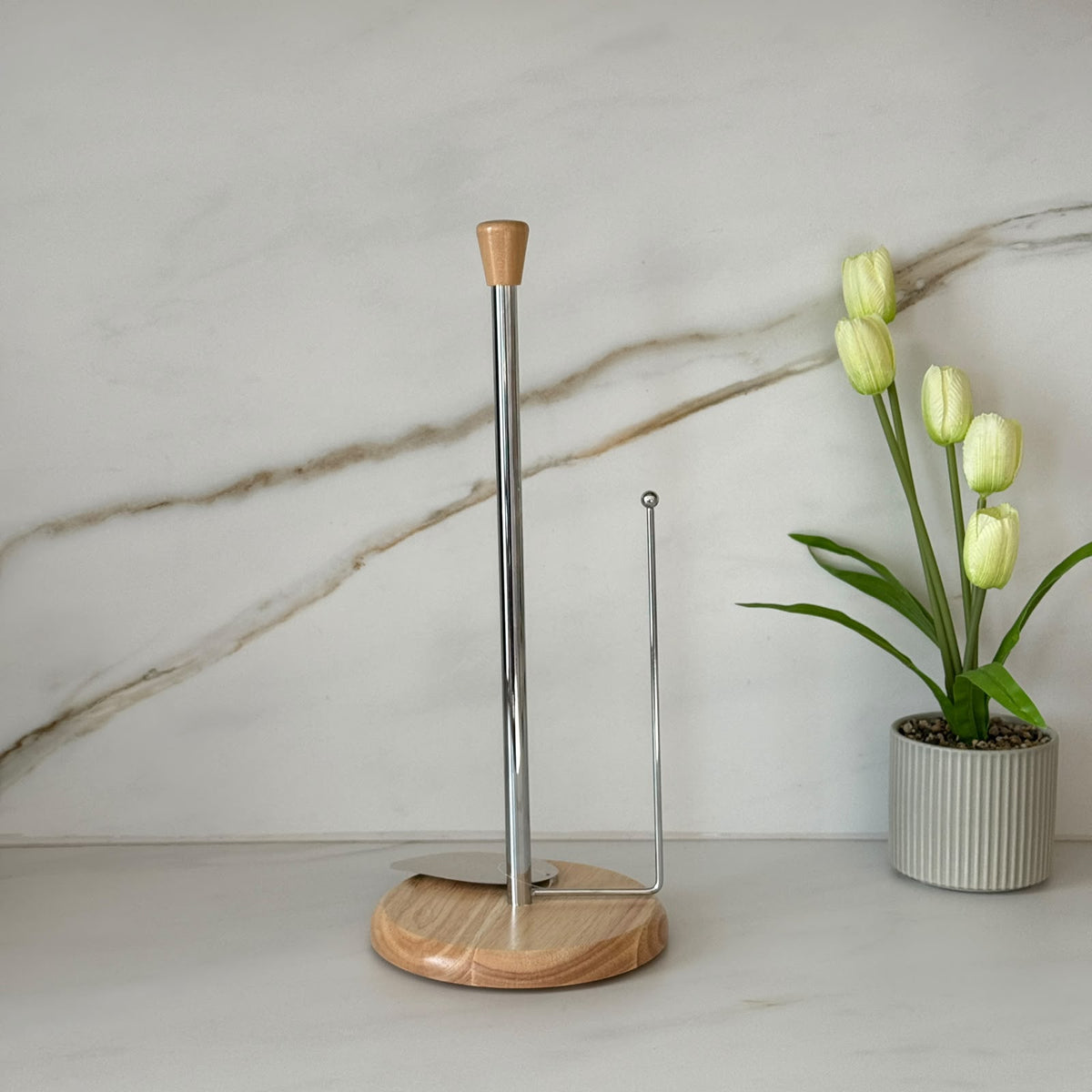 Modern Countertop Table Napkin Holder with Wood Accents