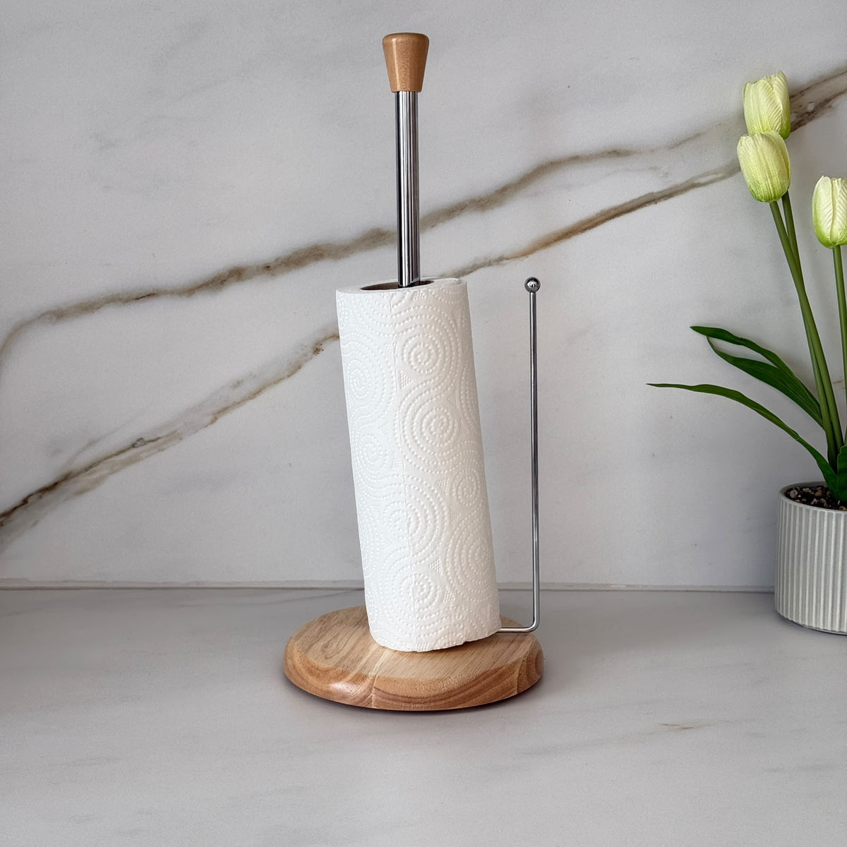 Modern Countertop Table Napkin Holder with Wood Accents