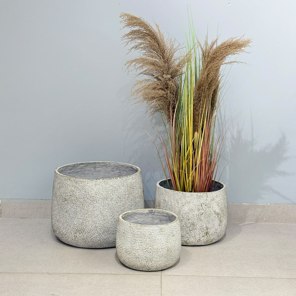 3-Sized Rustic Distressed Stone Bowl Planter Collection