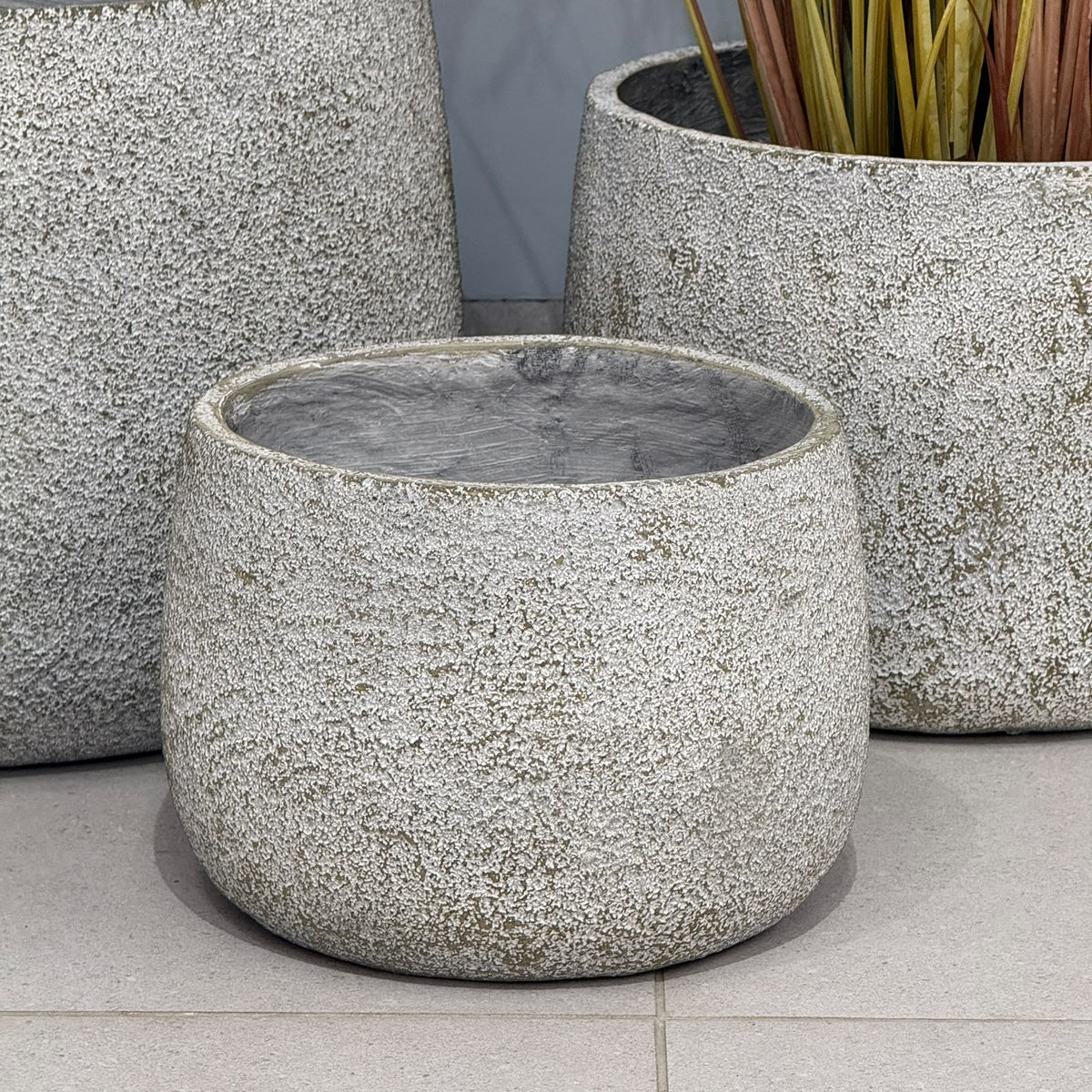 3-Sized Rustic Distressed Stone Bowl Planter Collection