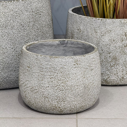 3-Sized Rustic Distressed Stone Bowl Planter Collection