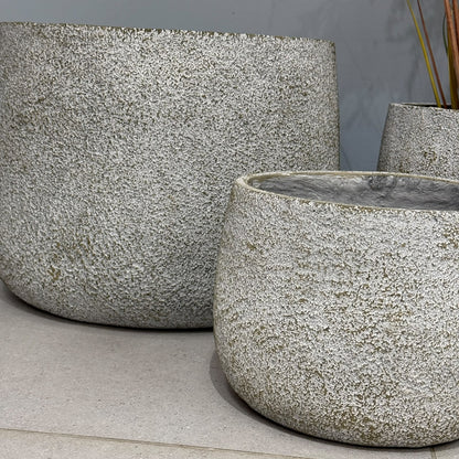 3-Sized Rustic Distressed Stone Bowl Planter Collection