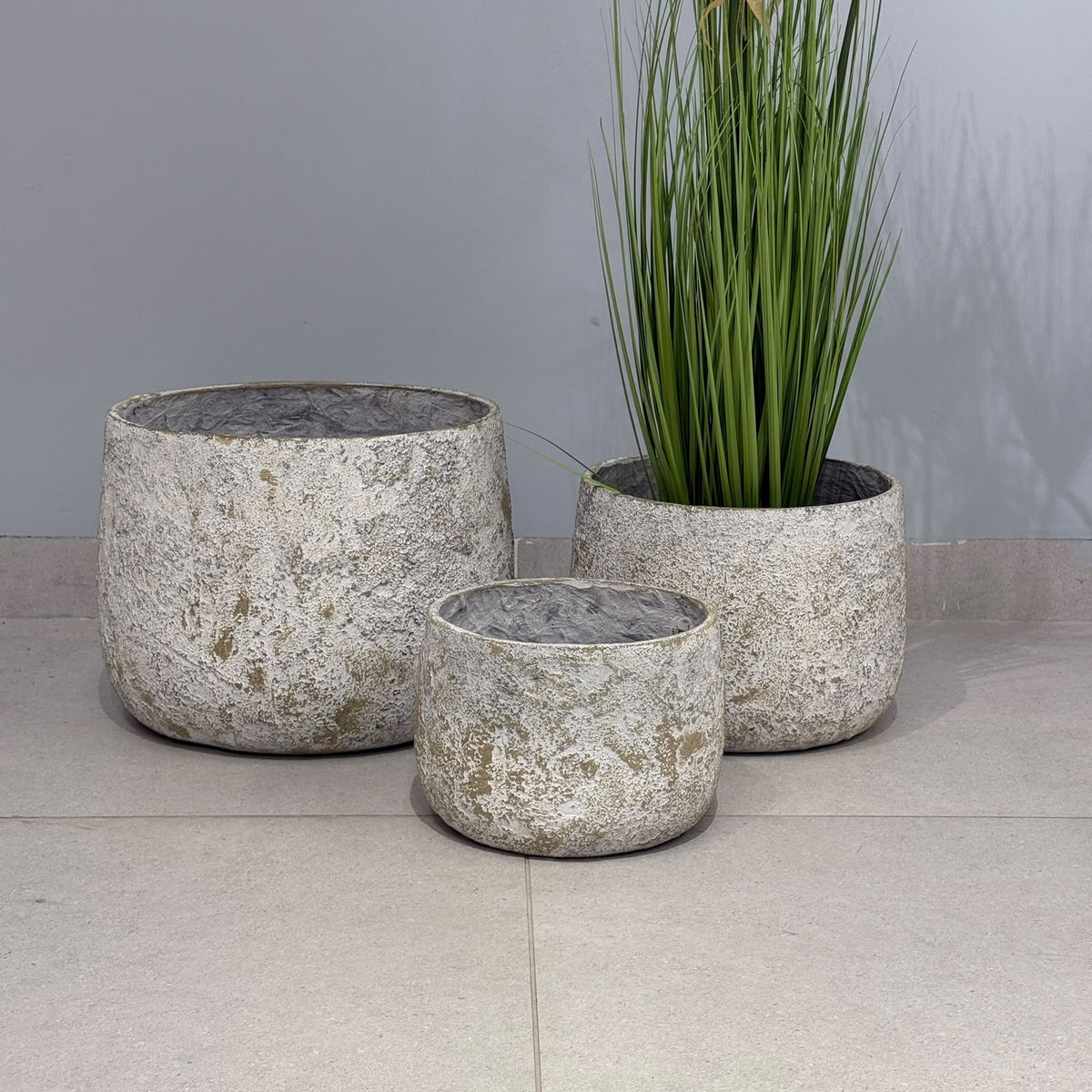 3-Sized Rustic Distressed Stone Bowl Planter Collection