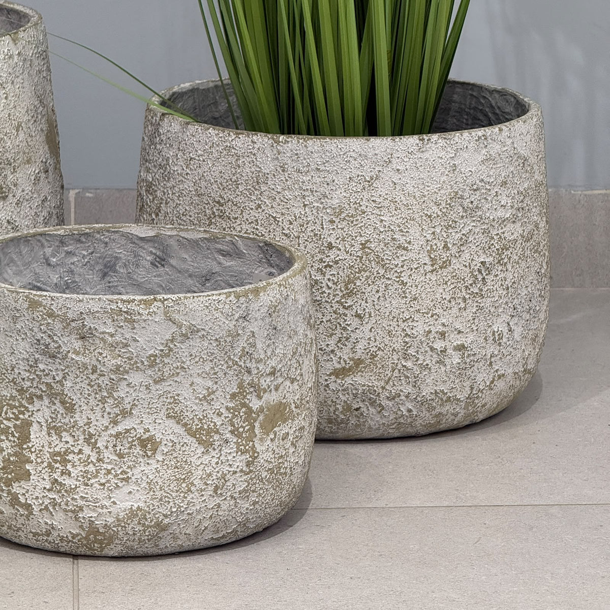 3-Sized Rustic Distressed Stone Bowl Planter Collection