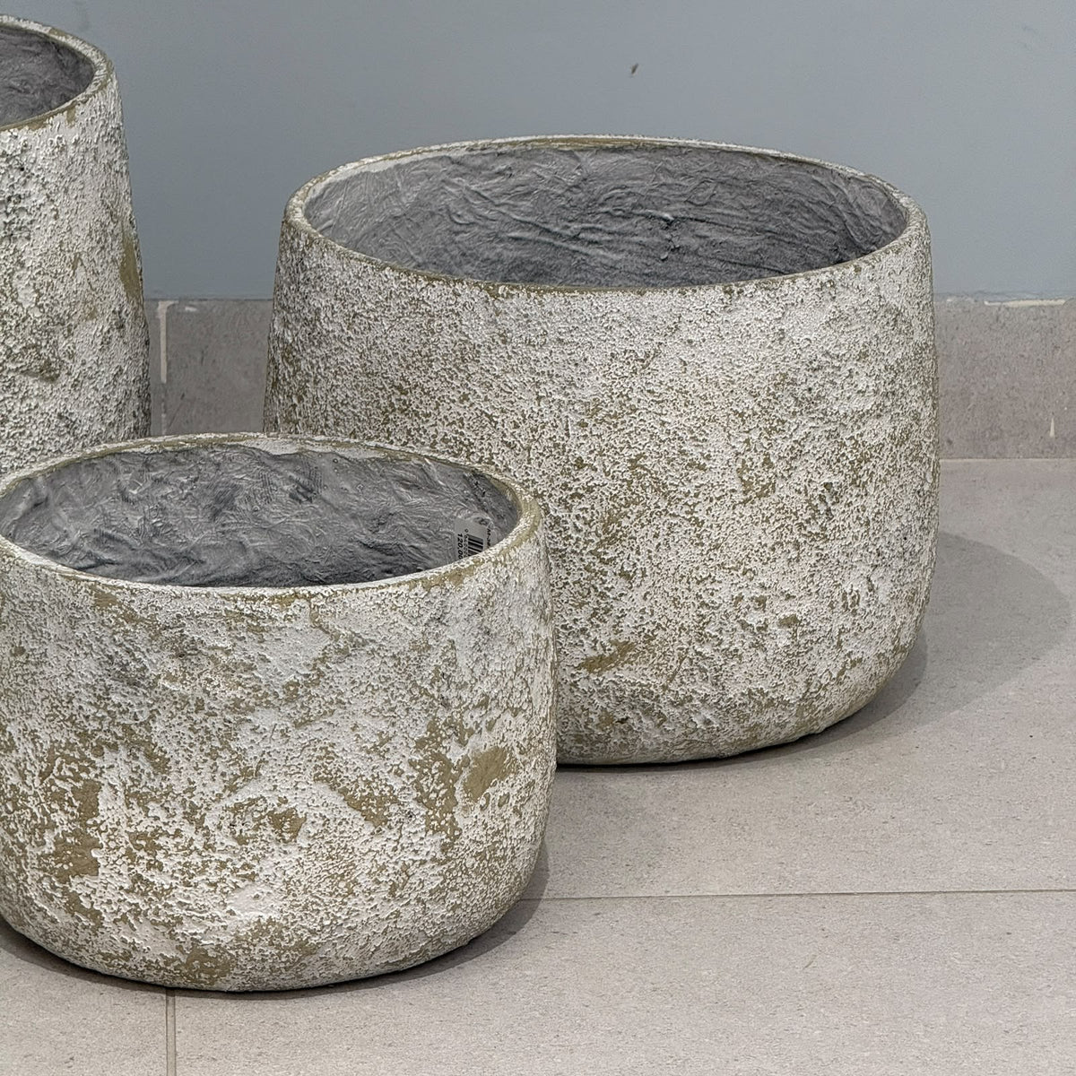 3-Sized Rustic Distressed Stone Bowl Planter Collection