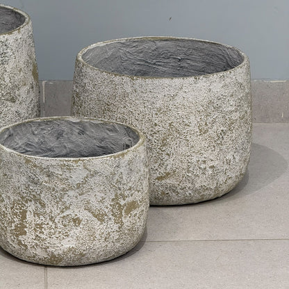 3-Sized Rustic Distressed Stone Bowl Planter Collection