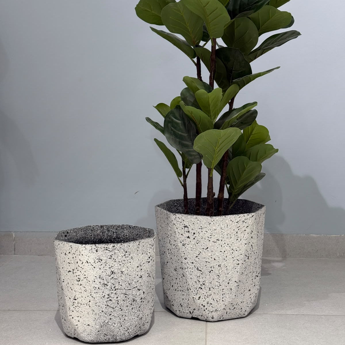 Modern Geometric Terrazzo-Effect Planters