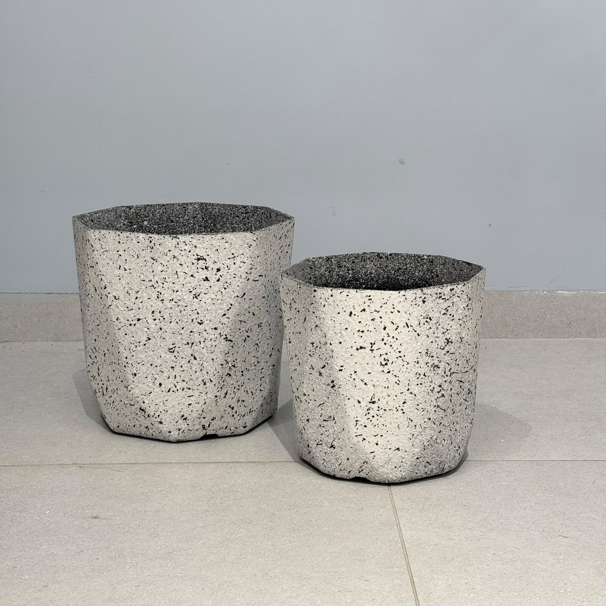 Modern Geometric Terrazzo-Effect Planters