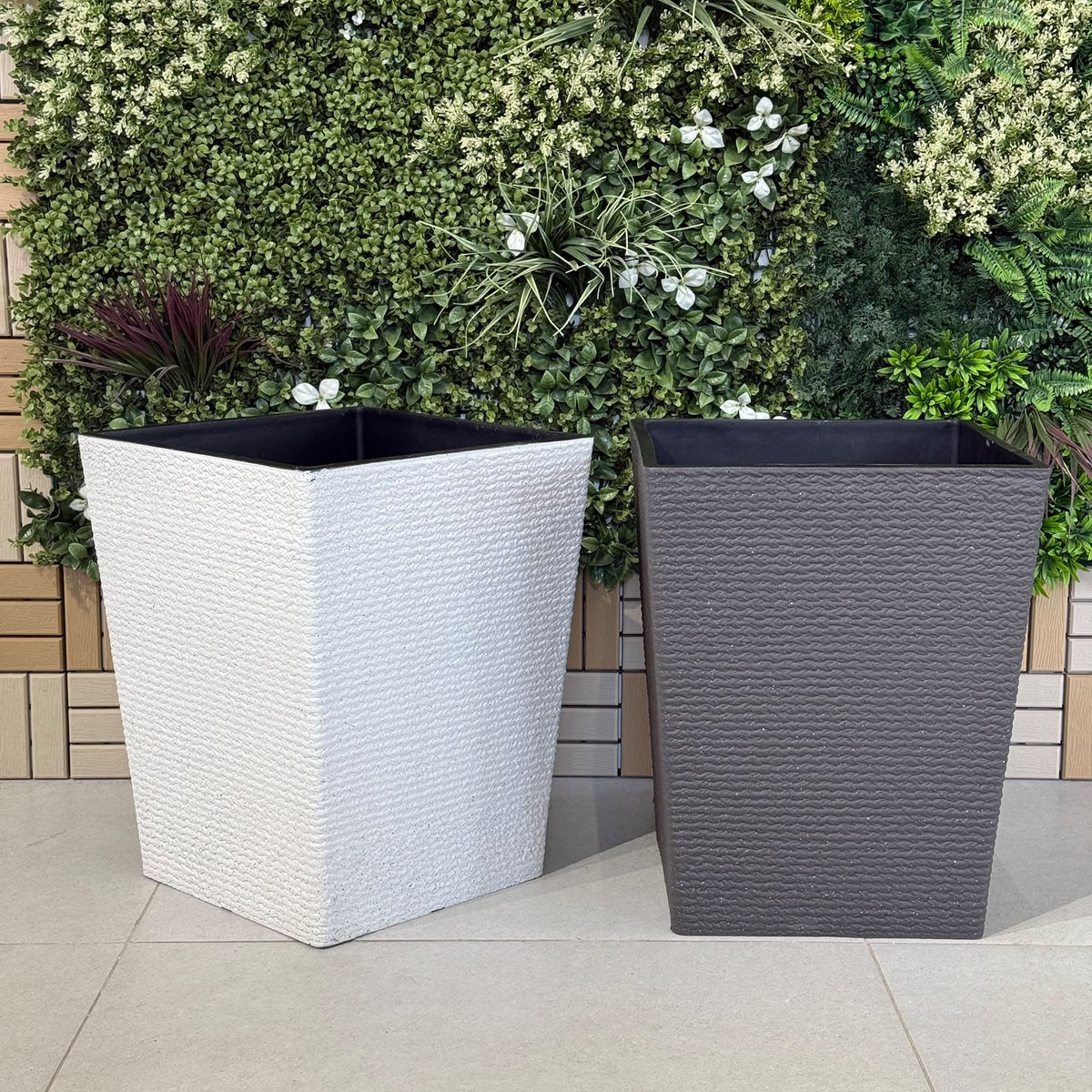 Modern Tapered Woven-Texture Planter Collection