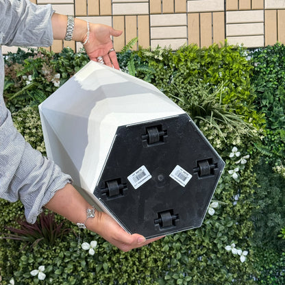 Geometric Faceted Tall Planter with Built-In Caster Wheels
