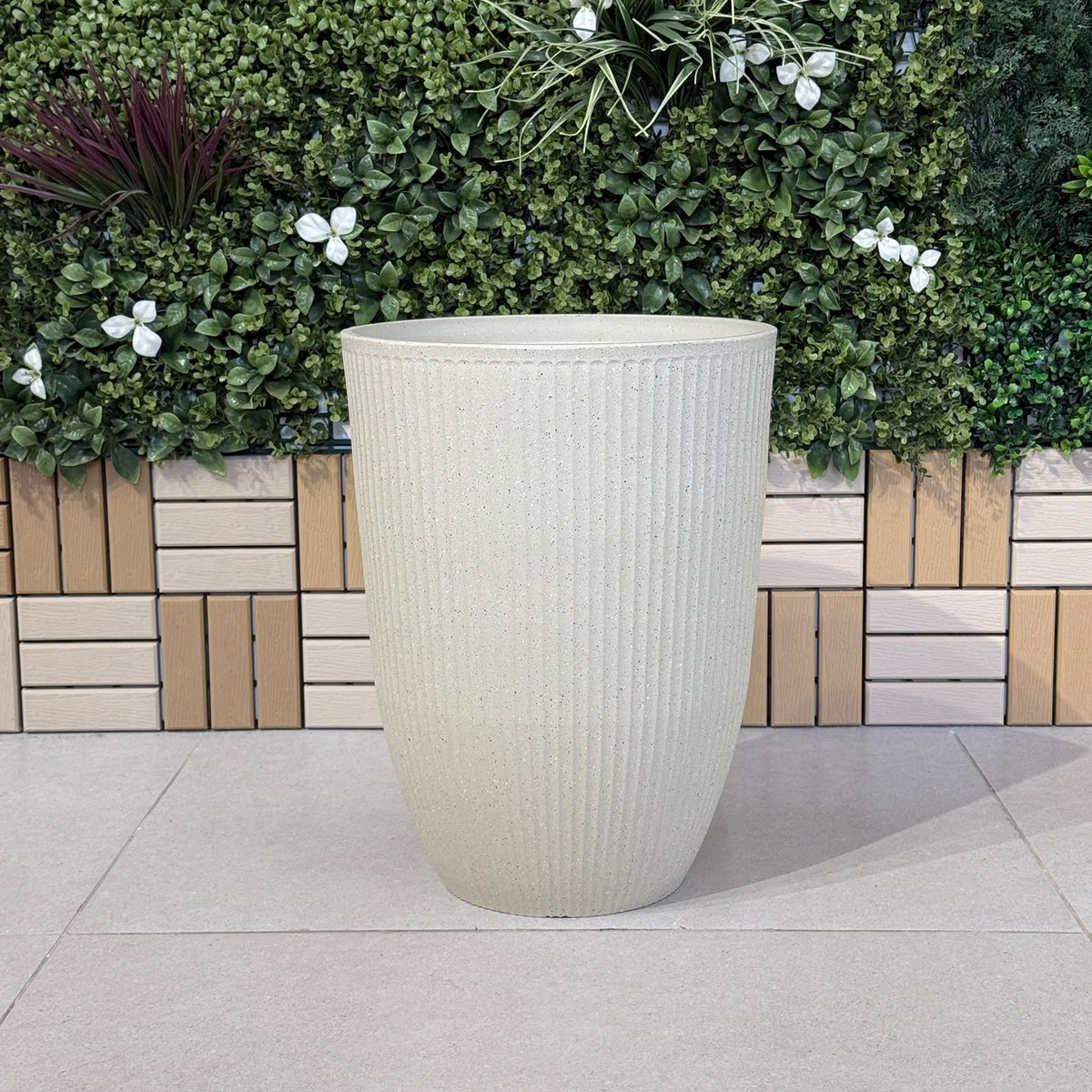 Fluted Ribbed Round Tall Planter