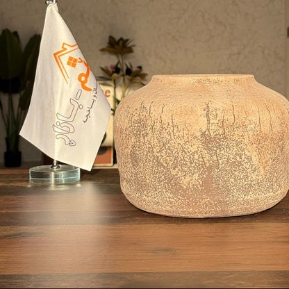Rustic Textured Terracotta Round Jar Vase