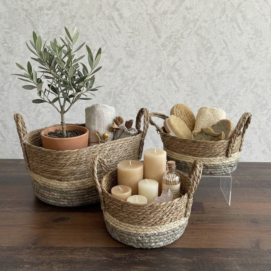 Three-Tone Seagrass Storage Baskets Set