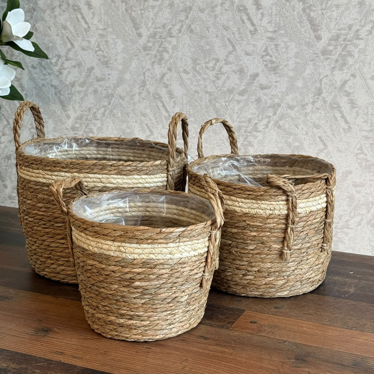 Handwoven Seagrass Storage Baskets Set