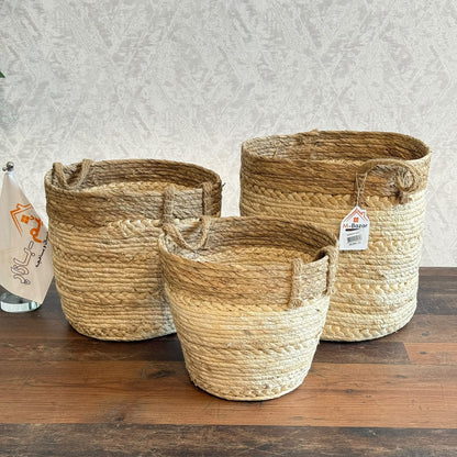 Handwoven Seagrass Storage Baskets Set