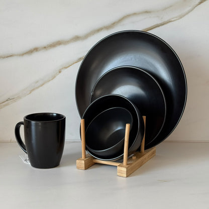 Luxury Black Ceramic Dinnerware Set - 25 PCS