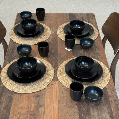 Luxury Black Ceramic Dinnerware Set - 25 PCS
