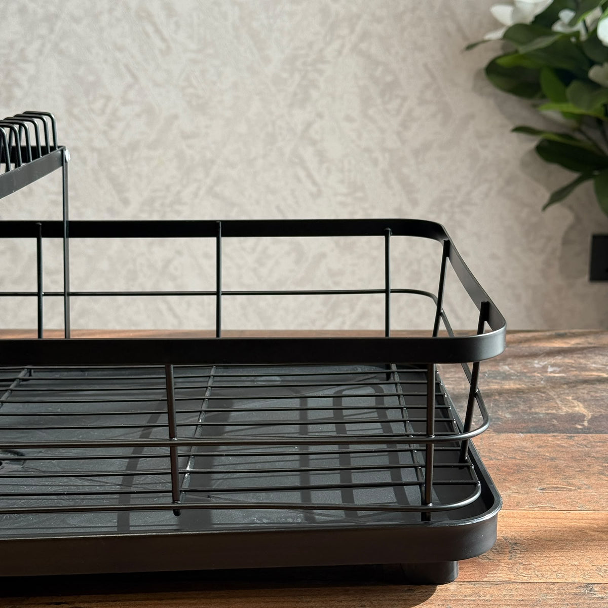 2-Tier Modular Metal Dish Drying Rack with Drain Tray & Cutlery Holder