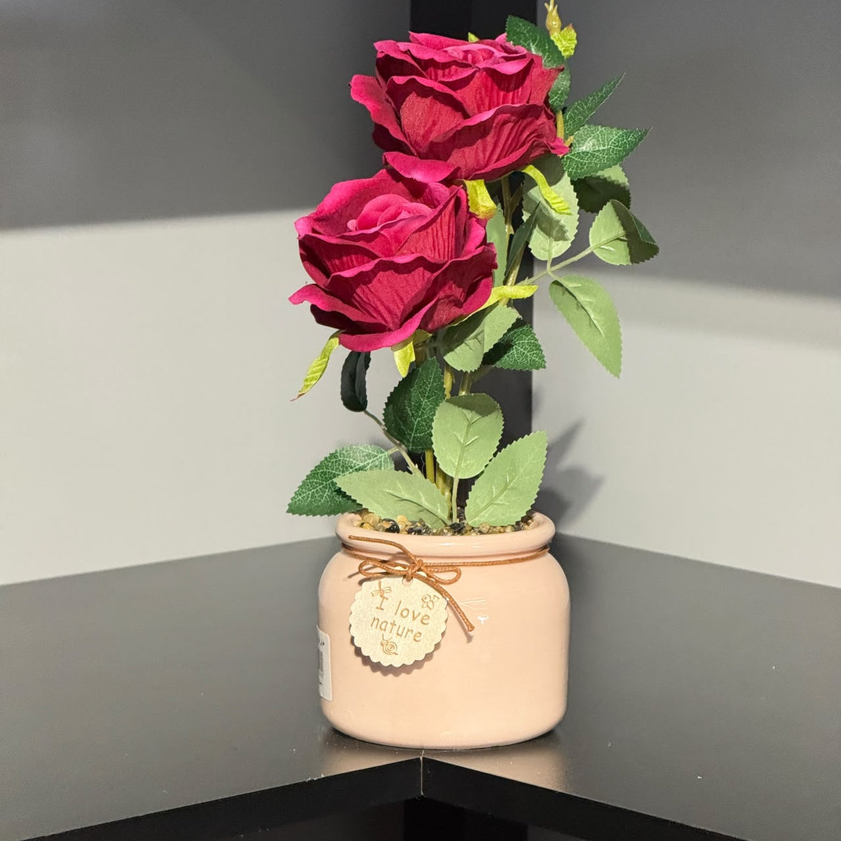 Real-Touch Artificial Rose Flower in Decorative Pot