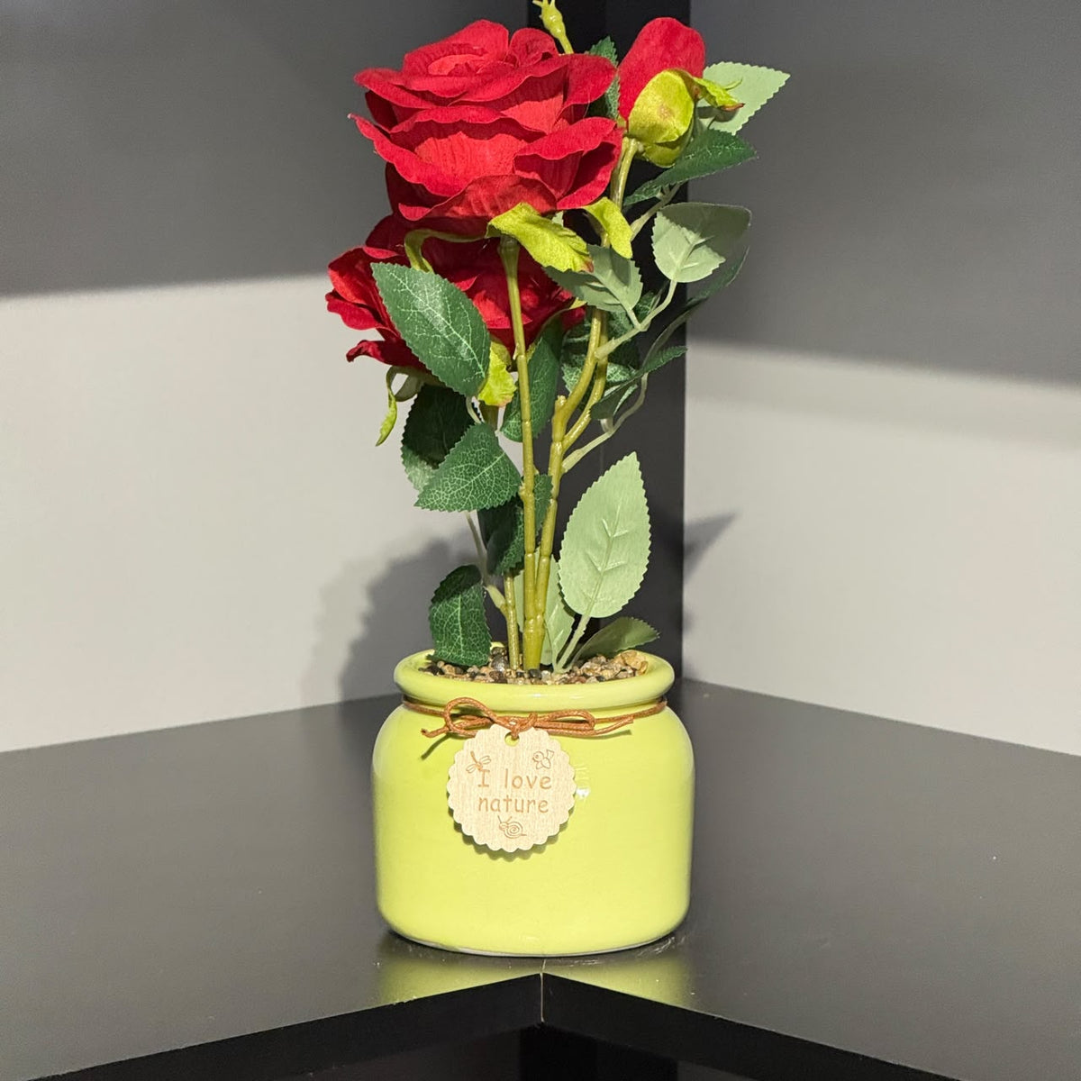 Real-Touch Artificial Rose Flower in Decorative Pot