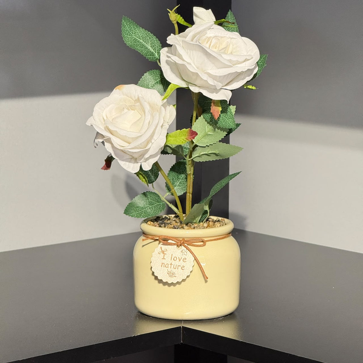 Real-Touch Artificial Rose Flower in Decorative Pot